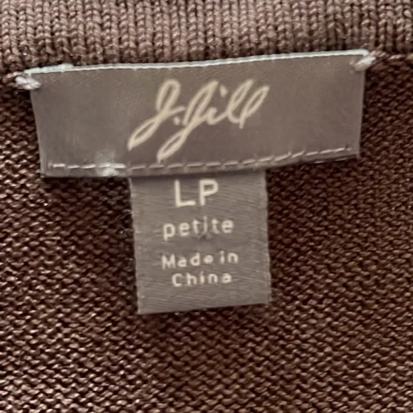 J. Jill Silk Blend Cardigan Brown and Black Floral Sz PL - Picture 4 of 6